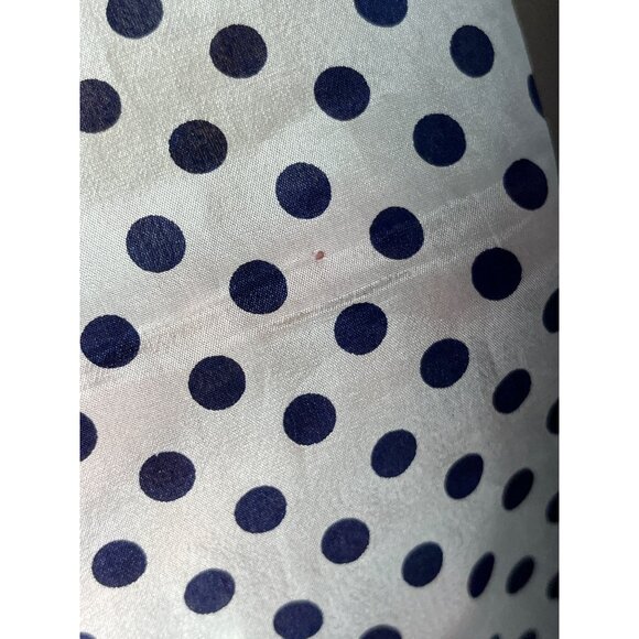 Echo Navy Blue White Scarf Silk Polka Dot Rectangular Delicate Classic Accessory - Picture 8 of 10